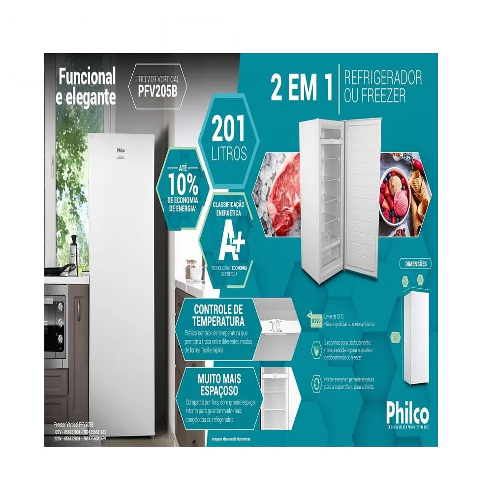 Freezer Vertical Philco 201 Litros Dupla Função Branco PFV205B - 127 Volts - Image 14