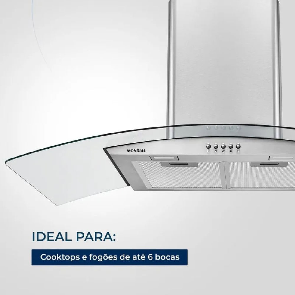 Coifa de Parede Mondial 250W Inox CF90-01 - 127 Volts - Image 9