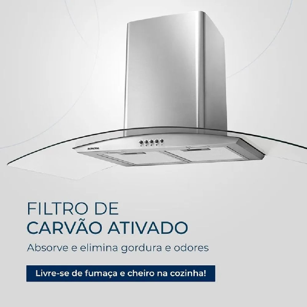 Coifa de Parede Mondial 250W Inox CF90-01 - 127 Volts - Image 5
