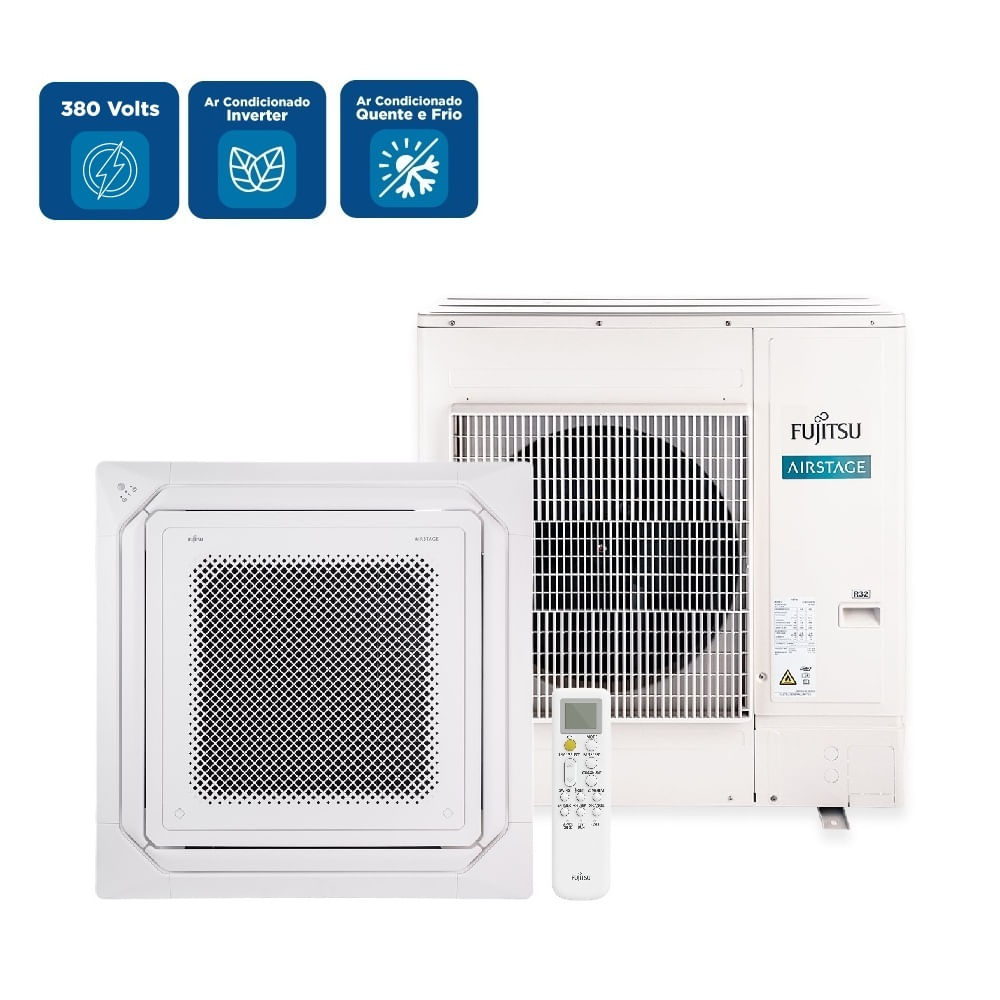 Ar Condicionado Split Cassete Inverter Fujitsu Airstage Premium 45000 BTU/h Quente e Frio Trifásico AUBH45KRLB - 380 Volts - Image 2