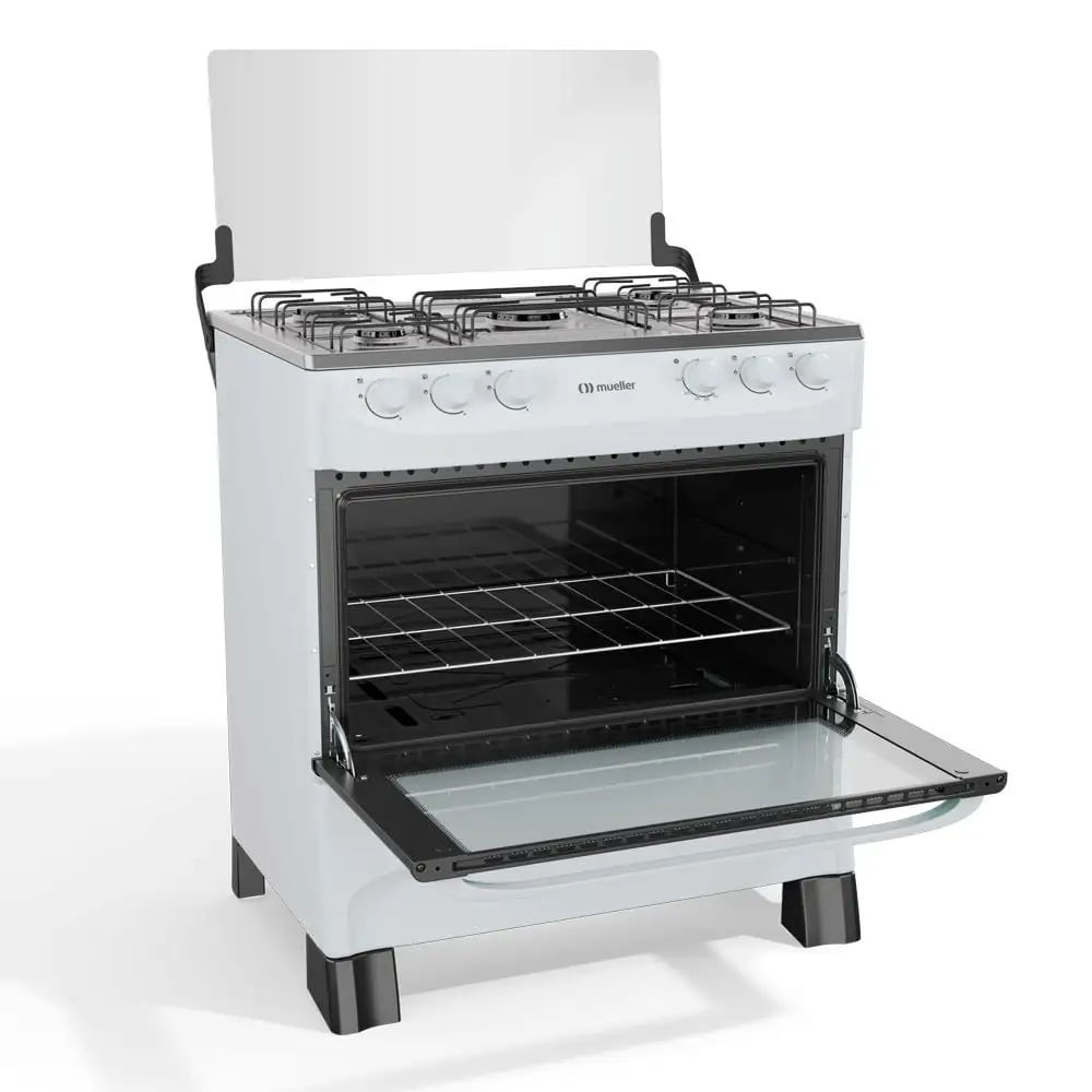 Fogão de Piso Mueller 5 Bocas Mesa Inox Branco MFI5BA - Image 3