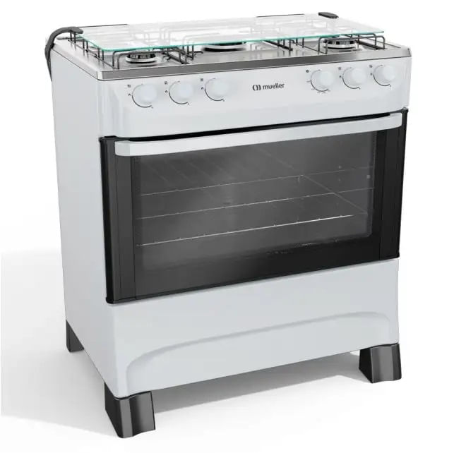 Fogão de Piso Mueller 5 Bocas Mesa Inox Branco MFI5BA - Image 2