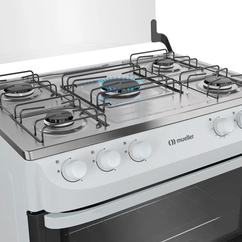 Fogão de Piso Mueller 5 Bocas Mesa Inox Branco MFI5BA - Image 5