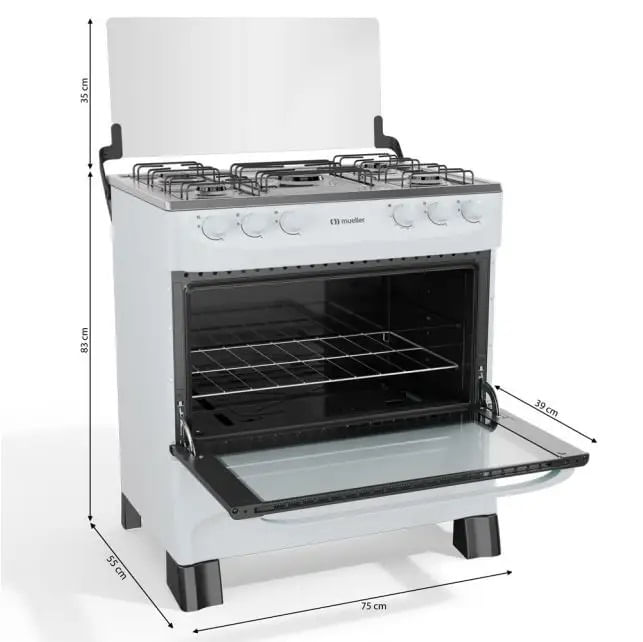 Fogão de Piso Mueller 5 Bocas Mesa Inox Branco MFI5BA - Image 7