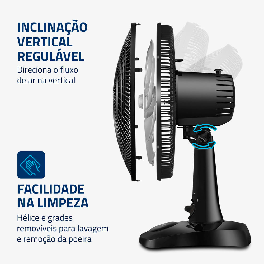 Ventilador de Mesa Mondial 30cm Super Power II Preto NVSP-30-B2 - 127 Volts - Image 4