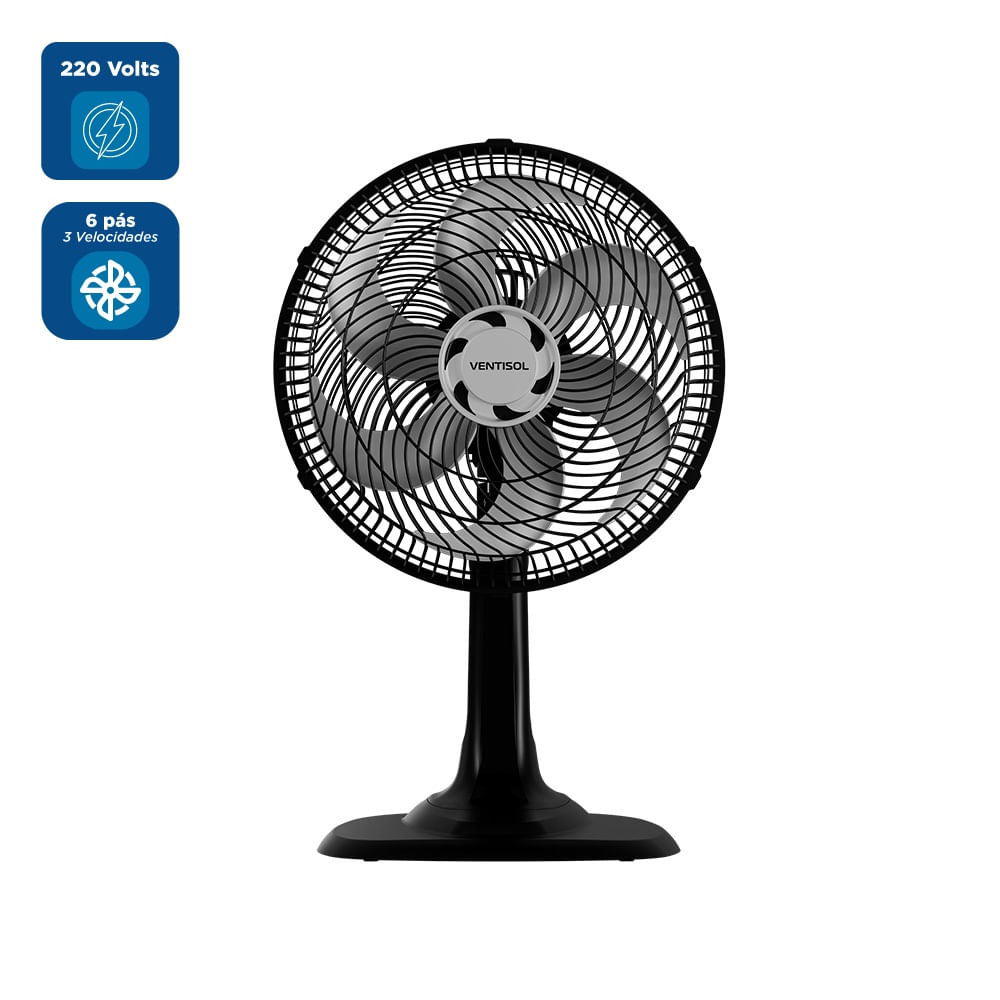 Ventilador de Mesa Ventisol 30cm Turbo 6 Pás Preto VOM30 - 220 Volts - Image 2