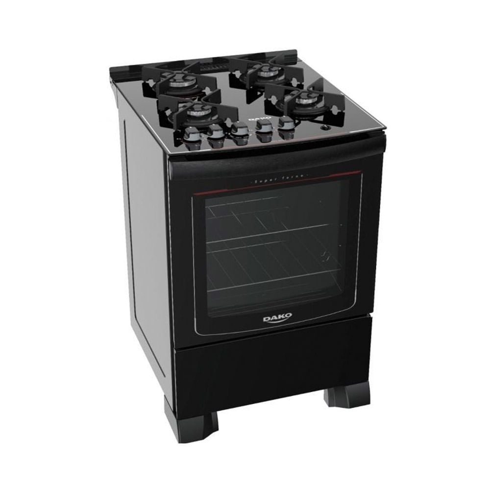 Fogão de Piso Dako 4 Bocas Glass com Mesa de Vidro e Mega Chama Preto – Bivolt - Image 2