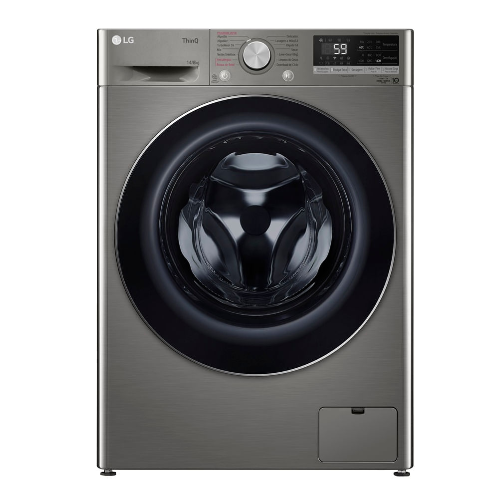 Lava e Seca LG 14Kg Smart com Inteligência Artificial AIDD Inox VC4 CV5014PC4A - 220 Volts