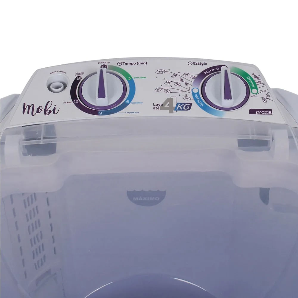 Lavadora de Roupas Semiautomática Praxis Mobi 4kg Branca - 220 Volts - Image 5