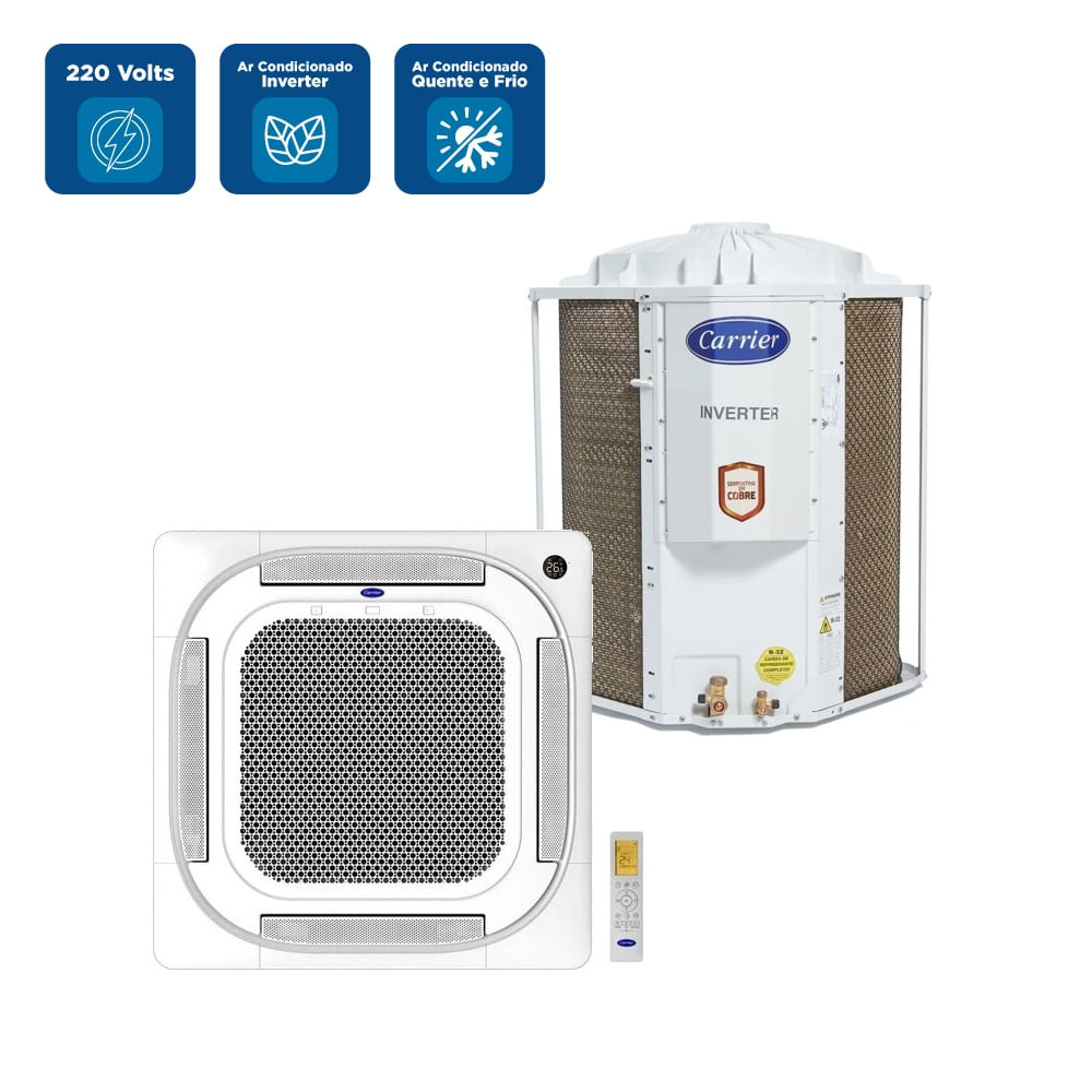 Ar Condicionado Split Cassete 4 Vias Inverter Carrier 48000 BTU/h Quente e Frio Monofásico 40KVQF48C5A - 220 Volts - Image 2