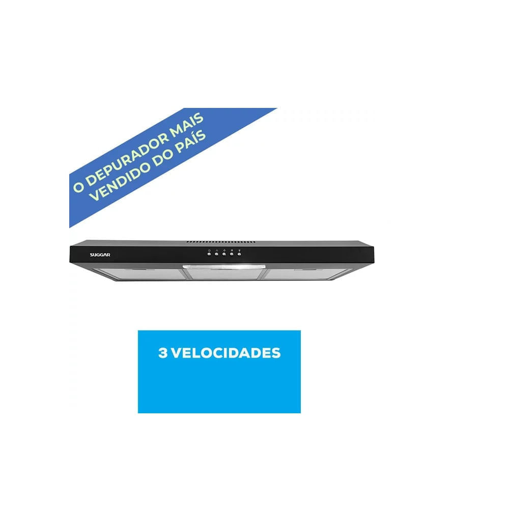 Depurador de Ar Slim Suggar 80cm 3 Velocidades Preto 220V – DPS182PT - Image 5