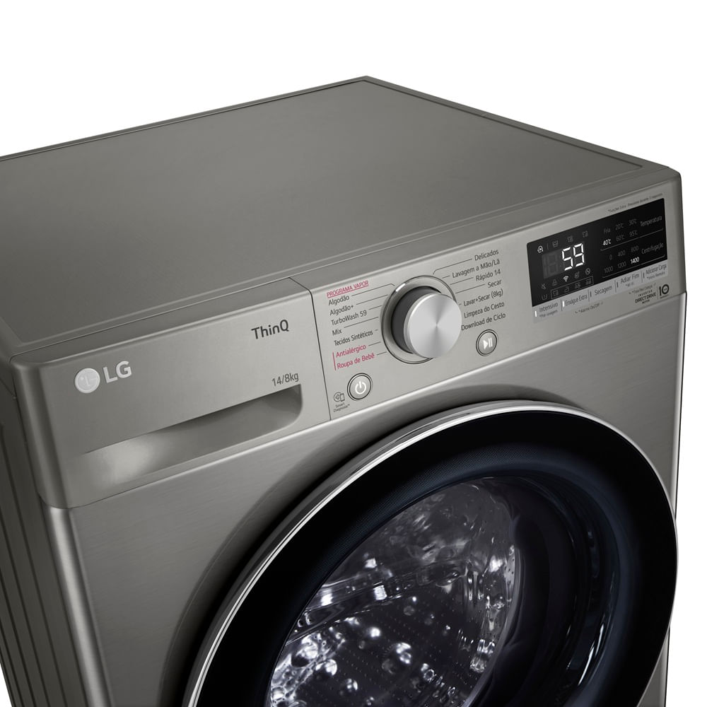 Lava e Seca LG 14Kg Smart com Inteligência Artificial AIDD Inox VC4 CV5014PC4A - 220 Volts - Image 4