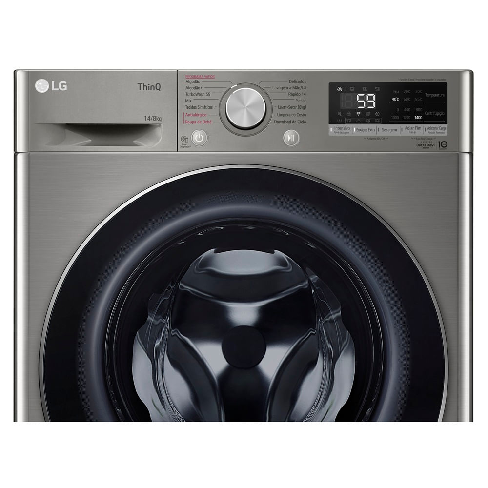 Lava e Seca LG 14Kg Smart com Inteligência Artificial AIDD Inox VC4 CV5014PC4A - 220 Volts - Image 6