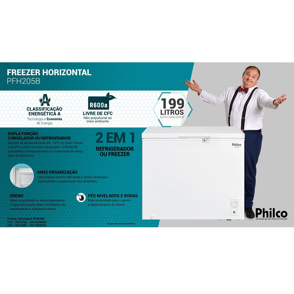 Freezer Horizontal Philco 199 Litros 1 Porta Branco PFH205B - 220 Volts - Image 4