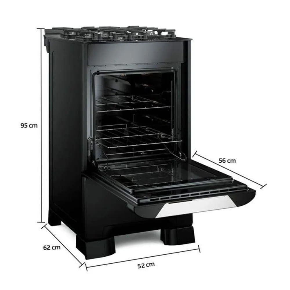 Fogão de Piso Mueller 4 Bocas Decorato Vetro Preto – Bivolt - Image 11