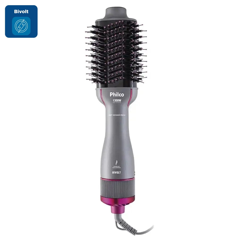 Escova Secadora Philco Soft Advance Cinza e Rosa 1300W PES14 Bivolt - Image 2