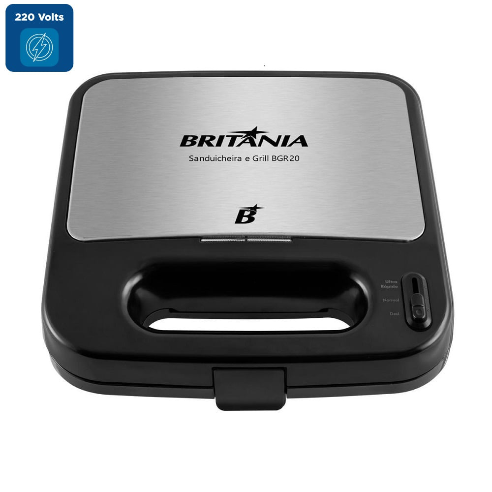 Sanduicheira e Grill Britânia Antiaderente Preta BGR20 – 220 Volts - Image 2