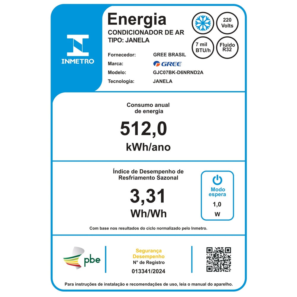 Ar Condicionado Janela Gree 7000 BTU/h Frio Eletrônico GJC07BK-D6NRND2A - 220 Volts - Image 3