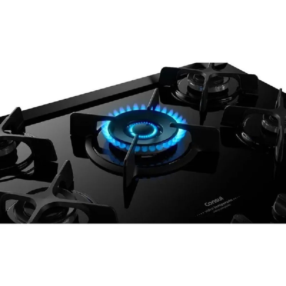 Fogão de Piso Consul 5 Bocas com Mesa de Vidro e Grades Individuais de Ferro Fundido Preto CFS5VAE – Bivolt - Image 4