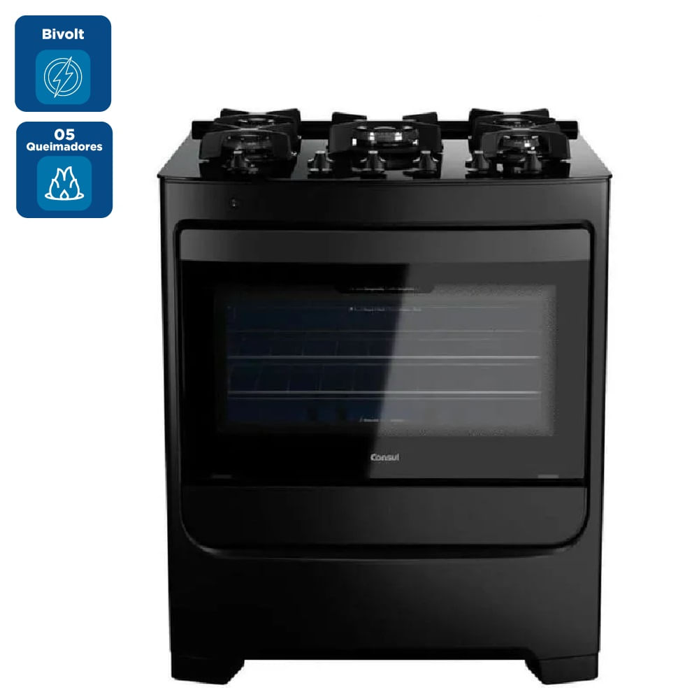 Fogão de Piso Consul 5 Bocas com Mesa de Vidro e Grades Individuais de Ferro Fundido Preto CFS5VAE – Bivolt - Image 2