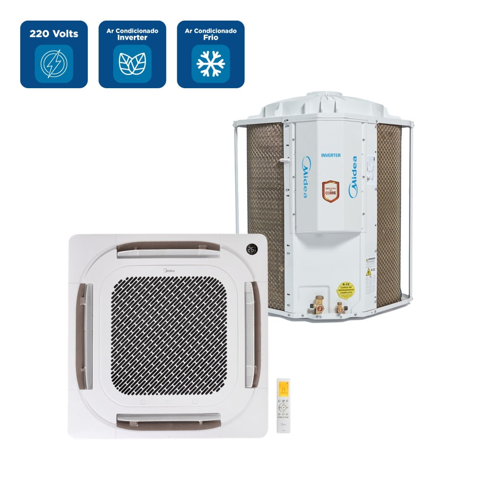 Ar Condicionado Split Cassete 4 Vias Inverter Midea 60000 BTU/h Frio Monofásico 40KVQF60M5B - 220 Volts - Image 2