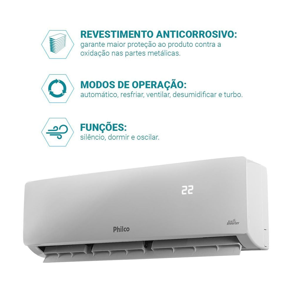 Ar Condicionado Split Philco Inverter 12000 BTU/h Frio PAC12FTW - 220 Volts - Image 9